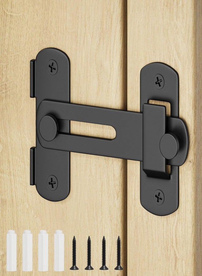 SMARTSTANDARD Barn Door Lock, 180 Degree Flip Sliding Door Latch, Matte Black Steel Gate Latch Hardware, Security Hook Door Lock for Bedroom, Wooden Fence, Pocket Door, Cat Door (Black, 1PCS) - Image 1